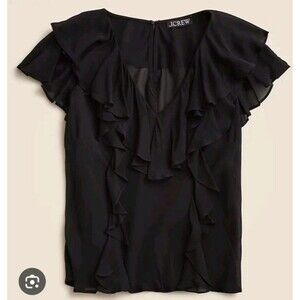 J. CREW Ruffle Chiffon Top Blouse Flutter Sleeve Camisole Lined CF459 Size S NWT